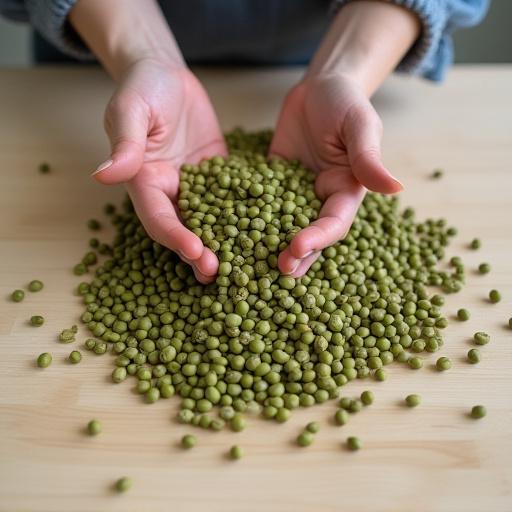 Selezione manuale di chicchi di caffè verde